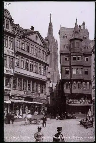 Fotografie C. Hertel, Mainz, Ansicht Frankfurt a. M., Markt mit Geschäften