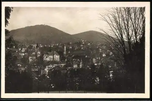 Fotografie unbekannter Fotograf, Ansicht Baden-Baden, Blick nach der Stadt mit Bergen