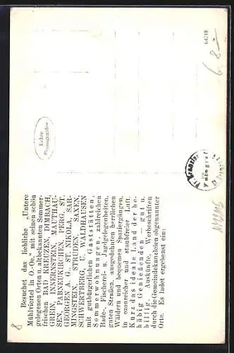 Künstler-AK Lustenberg, Ortsansicht / Schloss im 16. Jahrhurndert, Infotexte