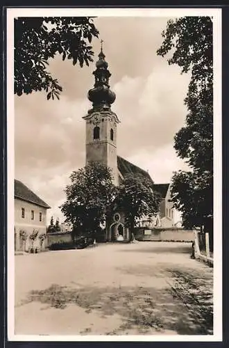 AK Gunskirchen bei Wels, Teilansicht mit Kirche