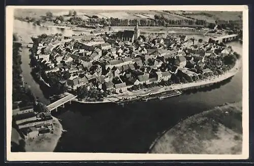 AK Havelberg, Panorama vom Flugzeug aus