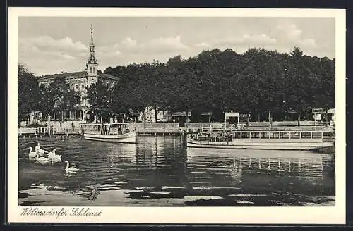 AK Woltersdorf / Mark, Uferpromenade an der Schleuse