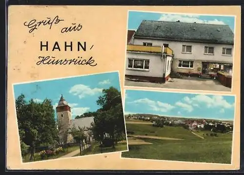 AK Hahn /Hunsrück, Gasthaus Zur Post, Kirche, Teilansicht