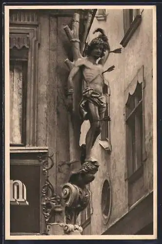 AK Würzburg, Hl. Sebastian-Häuserschmuck in der Blasiusgasse 1