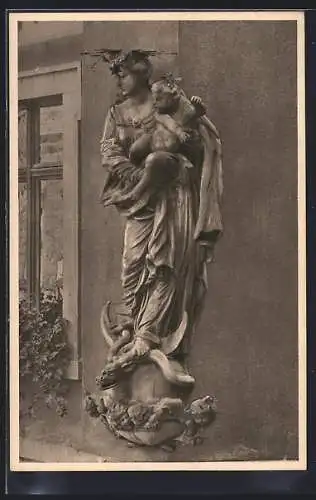 AK Würzburg, Würzburger Häuserschmuck, Madonna mit Kind, Sterngasse Ecke Domstrasse