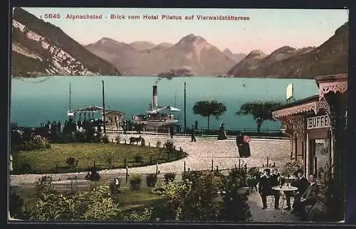 AK Alpnachstad, Blick vom Hotel Pilatus auf Viewaldstättersee