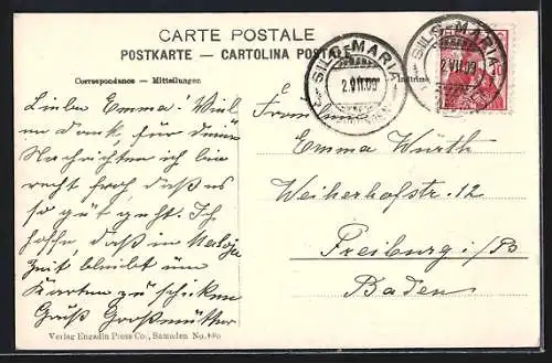 AK Sils, Hotel Waldhaus gegen Sils und Silvaplana