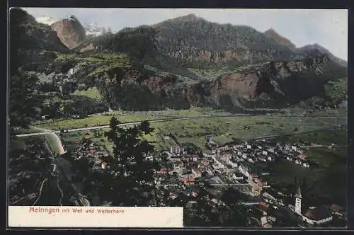 AK Meiringen, Generalansicht mit Weil und Wetterhorn