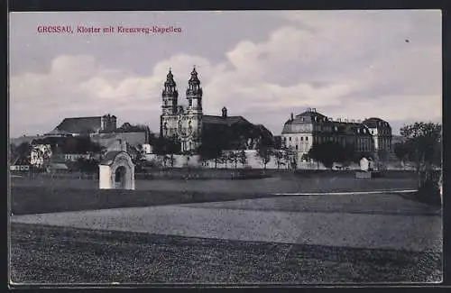 AK Grüssau, Kloster mit Kreuzweg-Kapellen