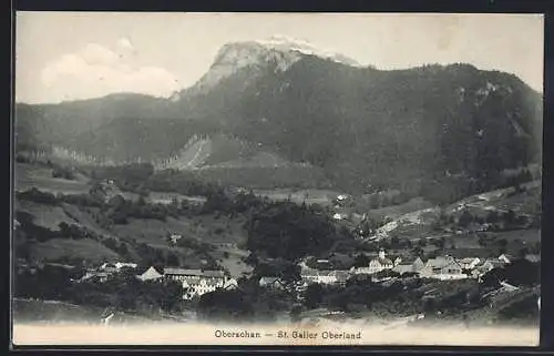 AK Oberschan /St. Galler Oberland, Ortsansicht mit Bergpanorama