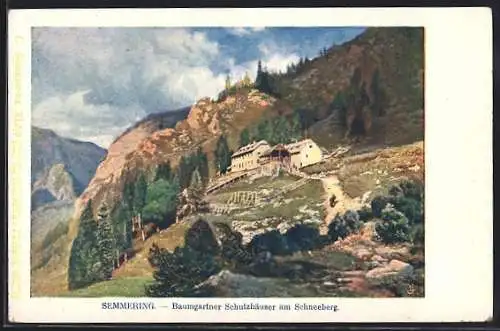 Künstler-AK Philipp + Kramer Nr. XLI /9: Semmering, Schutzhäuser am Schneeberg