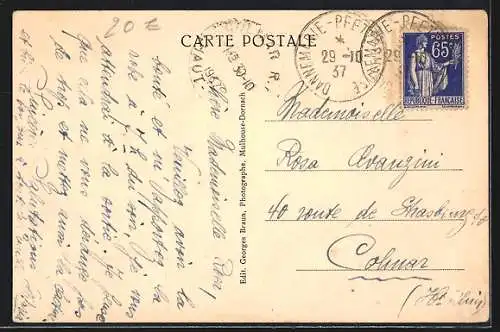 AK Seppois-le-Bas, Café-restaurant de la gare, propr. Meyer-Roth