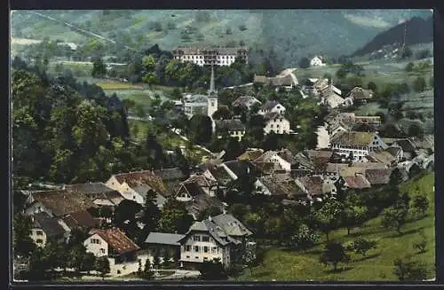 AK Langenbruck, Partie aus dem Ort mit Kirche