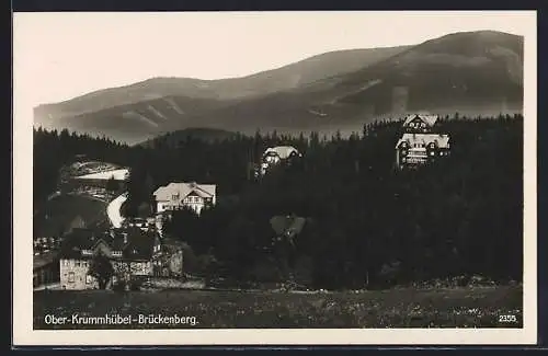 AK Ober-Krummhübel-Brückenberg, Ortsansicht aus der Vogelschau