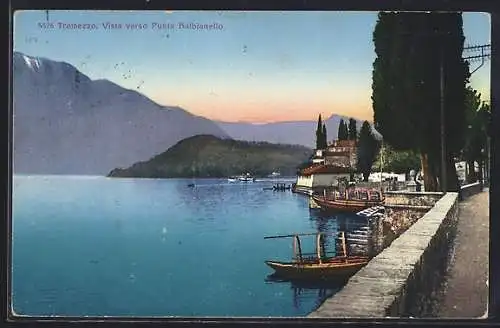 AK Tremezzo, Vista verso Punte Balbianello, See, Ruderboote