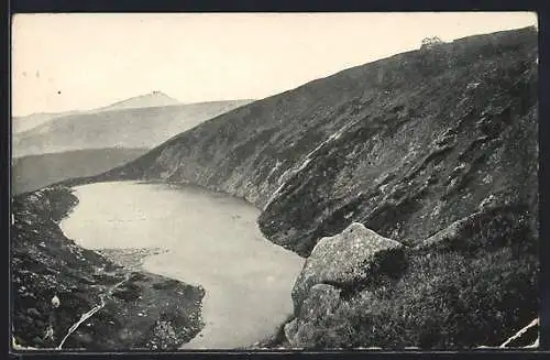 AK Riesengebirge, Der grosse Teich aus der Vogelschau