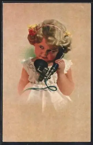 AK Telefonierendes Mädchen