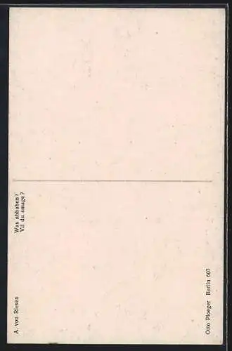 Künstler-AK Arno von Riesen: Was abhaben?, Mädchen am Frühstückstisch