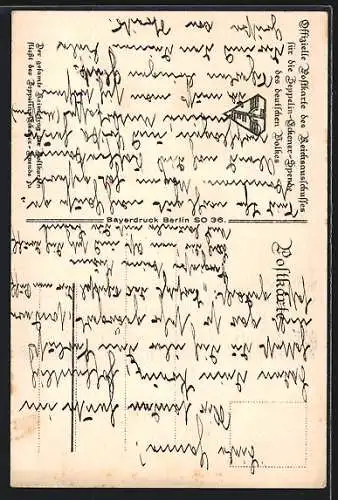 Künstler-AK Mann winkt Luftschiff am Himmel zu