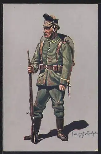 Künstler-AK Uniform, Unteroffizier des k. sächs. Schützen Regt. Prinz Georg Nr. 108