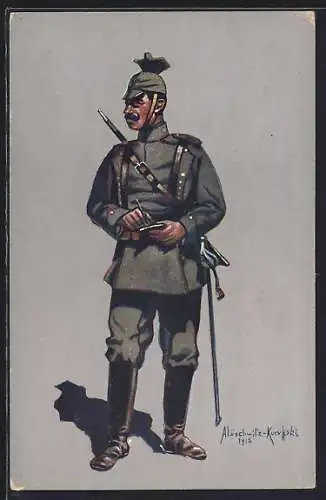 Künstler-AK Lüschwitz-Koreffski: Gefreiter des 1. Ulanen-Rg. Kaiser Wilhelm II. in Felduniform