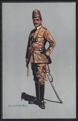AK Türkischer Kavallerioffizier in Felduniform