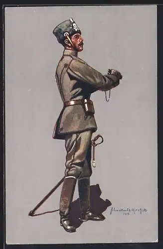 AK Stabsoffizier des 1. Leib-Husaren-Regiment Nr. 1 in Felduniform