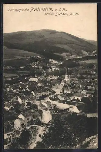 AK Pottenstein, Gesamtansicht mit Hauptplatz und Dorfstrasse