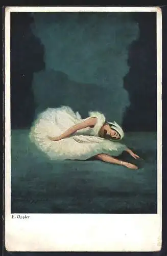 Künstler-AK sign. Ernst Oppler: Das Russische Ballett, Ballerina im Tütü