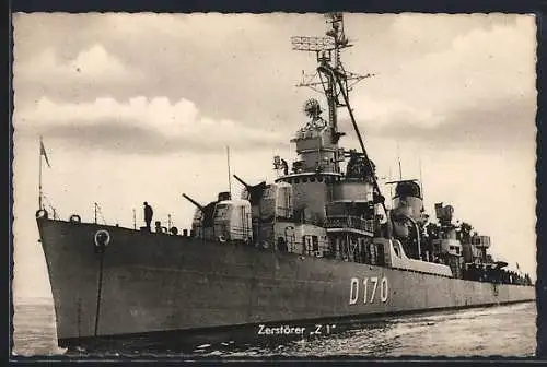AK Der Zerstörer Z1, Kennung D 170, auf dem Meer, Bundesmarine