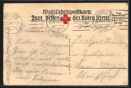AK Kriegsschiff Grosser Kreuzer Goeben vor der Küste, Reichskriegsflagge im Passepartout