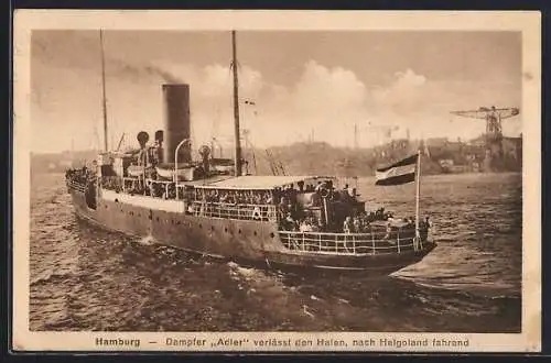 AK Hamburg, Dampfer Adler verlässt den Hafen