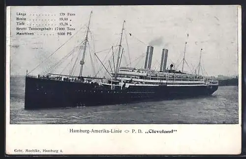 AK Passagierschiff P.D. Cleveland der Hamburg-Amerika-Linie