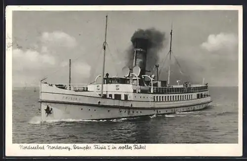 AK Norderney, Der Dampfer Frisia I in voller Fahrt