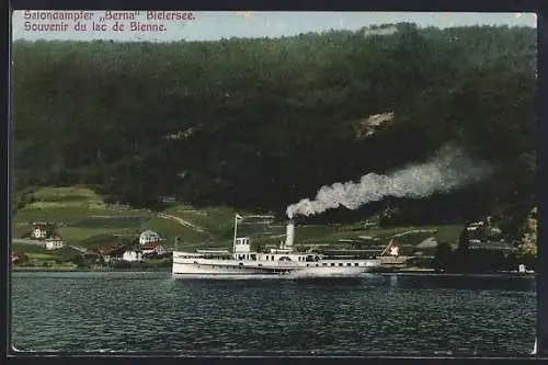 AK Salondampfer Berna auf dem Bielersee