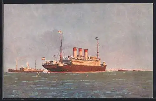 Künstler-AK Passagierschiff Cap Polonio auf dem La Plata, Hamburg-Süd.