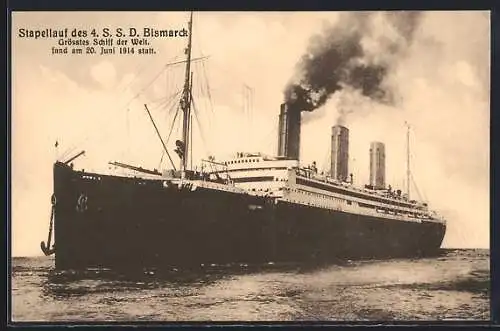 AK Passagierschiff SSD Bismarck auf dem Meer