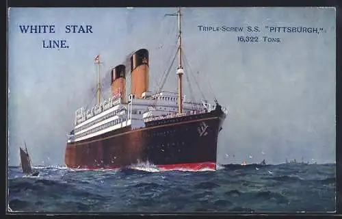 AK Passagierschiff SS Pittsburgh der White Star Line in der Bugansicht