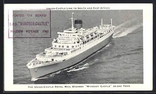 AK Passagierschiff RMS Windsor Castle auf See, Union-Castle Line
