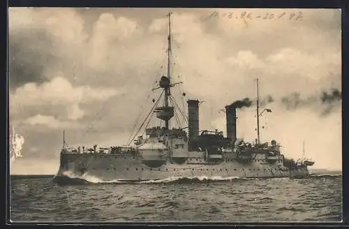 AK Kriegsschiff SMS Frithjof auf See
