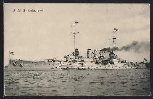 AK Kriegsschiff SMS Helgoland in voller Fahrt