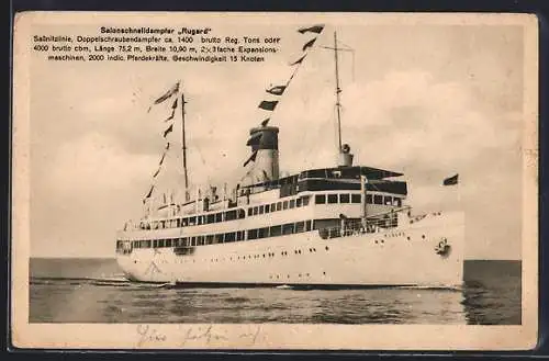 AK Salonschnelldampfer Rugard der Sassnitzlinie auf See