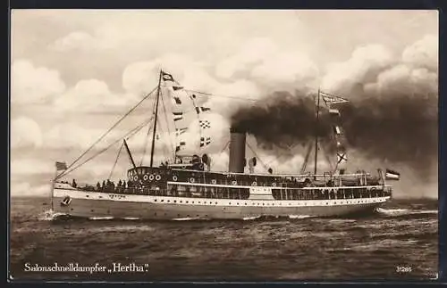 AK Salonschnelldampfer Hertha auf See, Passagierschiff
