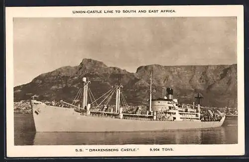 AK Steamer SS Drakensberg Castle, Union-Castle Line, 9,904 tons., Handelsschiff
