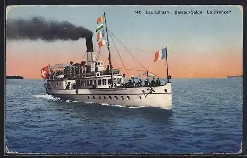 AK Lac Léman, Binnenschiff La France auf dem See
