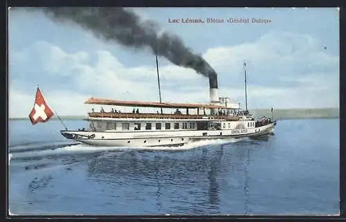 AK Lac Léman, Binnenschiff Général Dufour in Fahrt