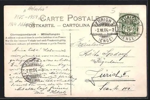 AK Salondampfer Helvetia auf dem Zürichsee