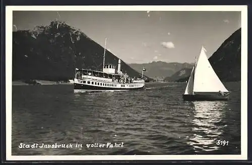 AK Binnenschiff Stadt Innsbruck in voller Fahrt auf dem Achensee