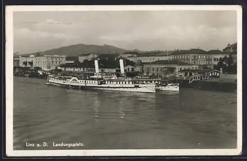 AK Linz a. D., Dampfer Babenberg am Landungsplatz