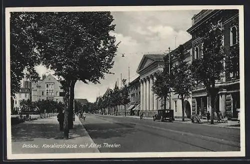AK Dessau, Kavalierstrasse mit Altem Theater